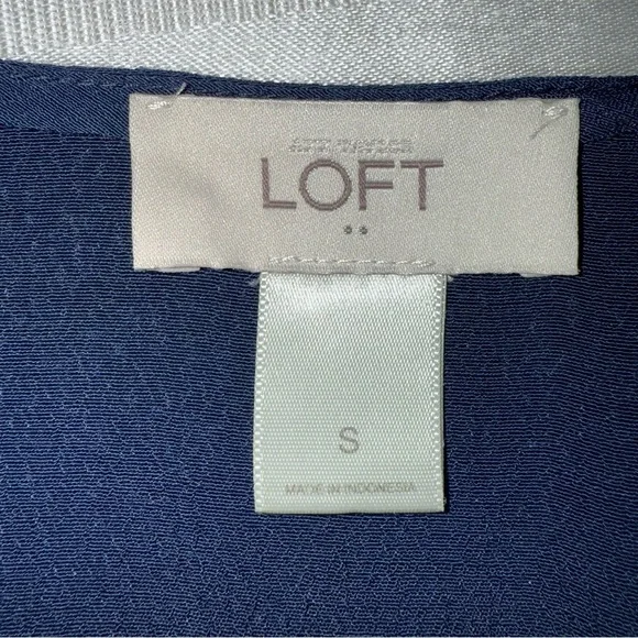 Ann Taylor Loft Floral Navy Dress Belted Sleeveless Small V-Neck - Picture 6 of 13